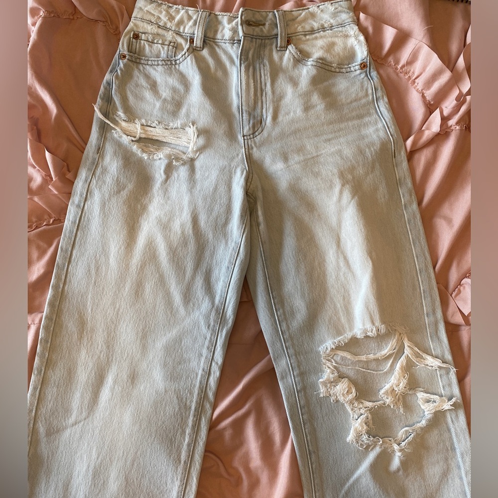 Garage light wash wide leg jean